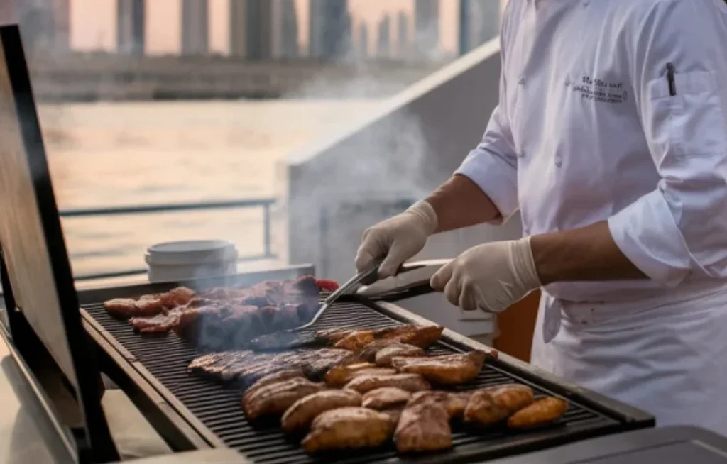 Electric BBQ grill machine yacht Dubai Marina
