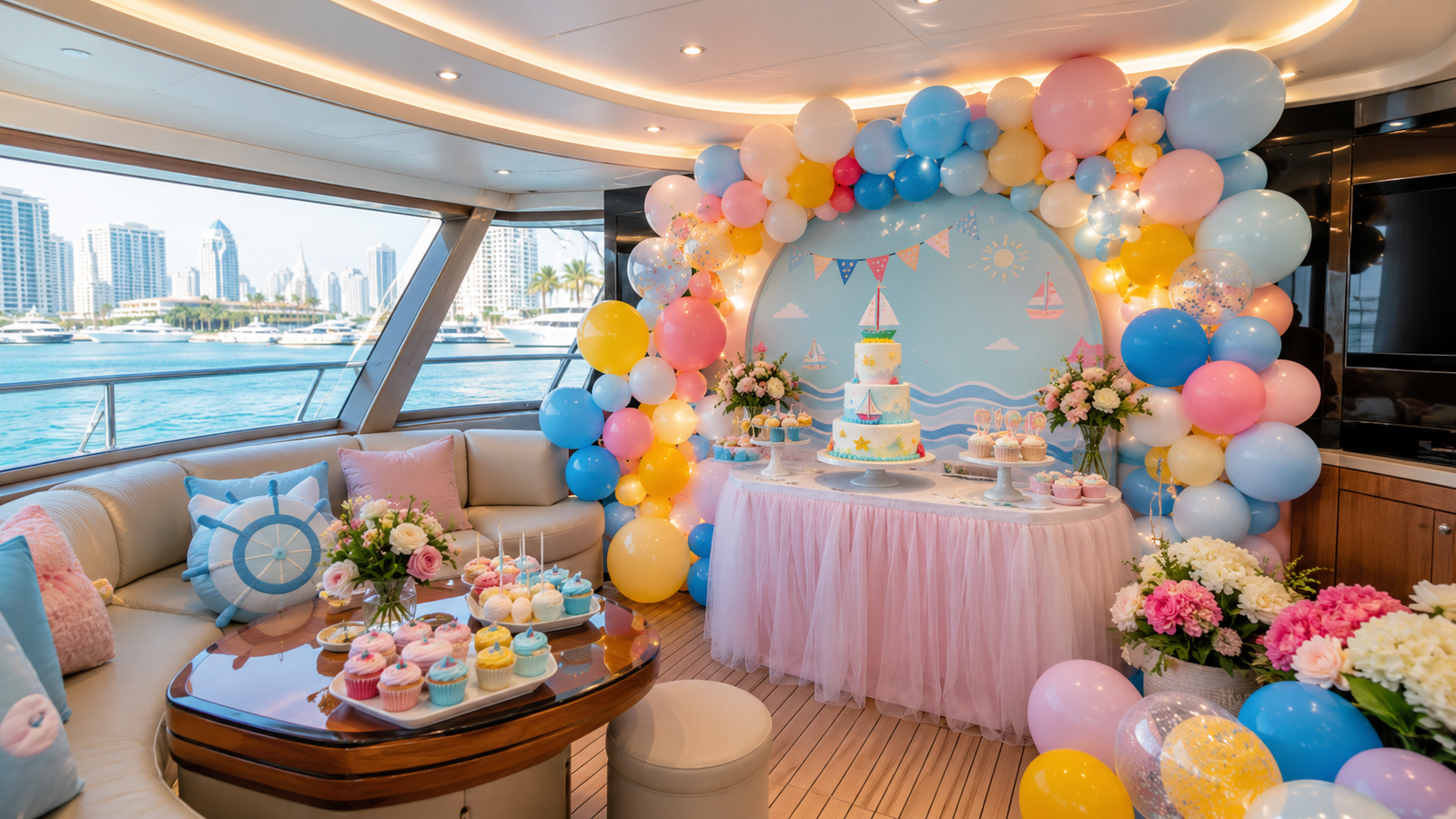 Kids birthday yacht setup Dubai