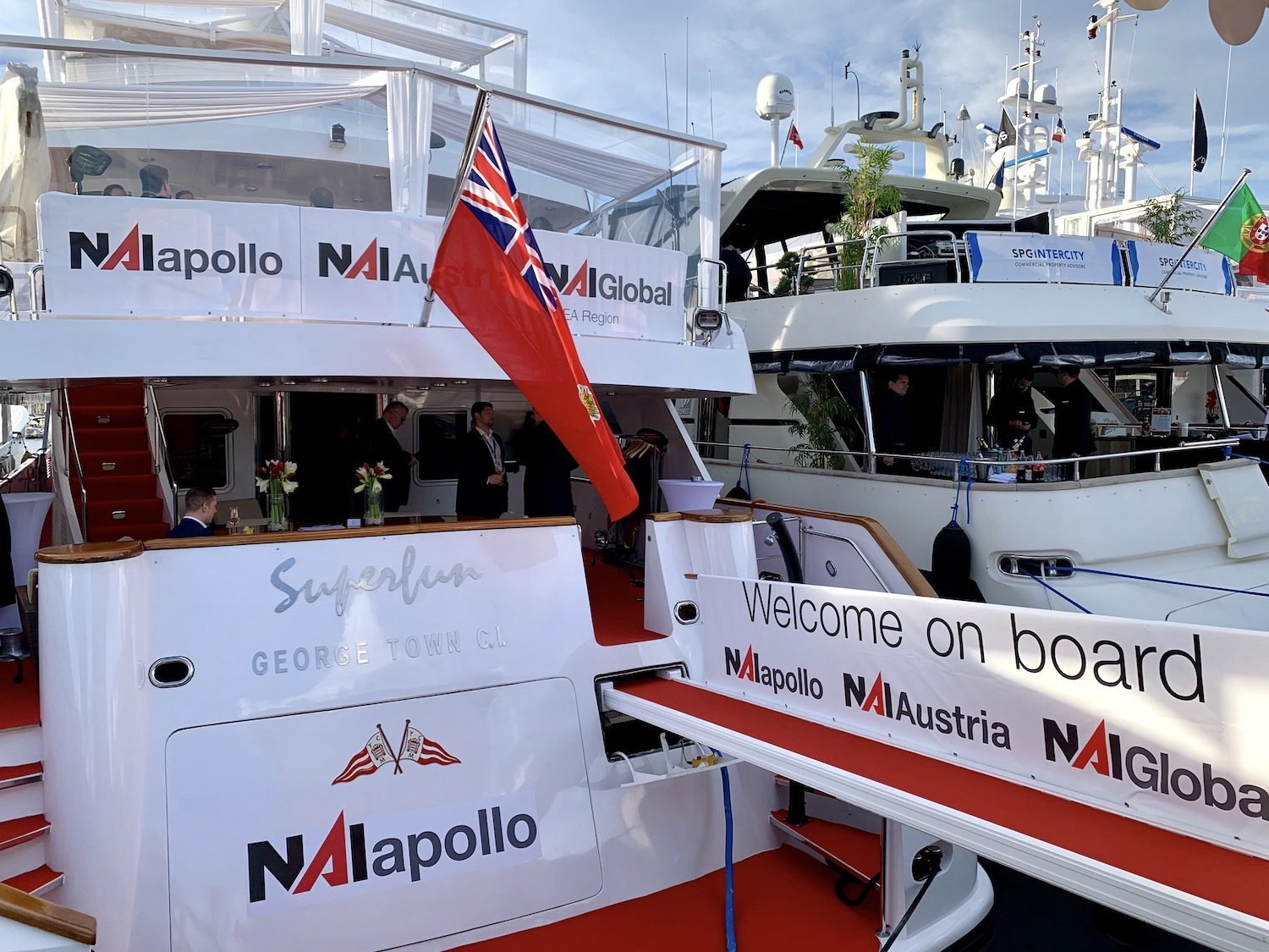 corporate yacht branding display Dubai
